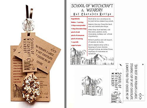 School of Witchcraft & Wizardry - Cuchara agitadora de chocolate caliente, relleno de bolsa de golosinas, 6 unidades, regalo mágico para fiesta mágica