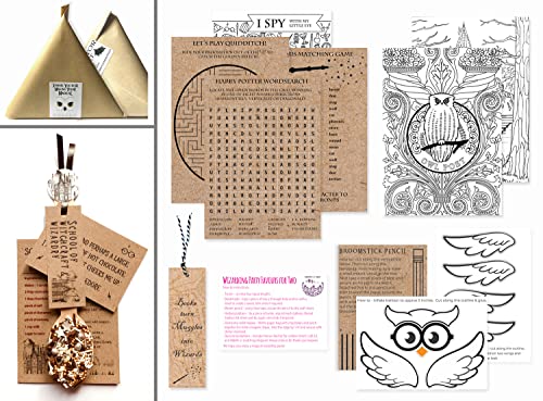 School of Witchcraft & Wizardry - Llenadoras de bolsas de regalo de fiesta de lujo para ocho juegos mágicos, colorear, kits de manualidades, marcadores y tipi