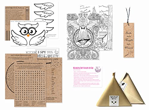 School of Witchcraft & Wizardry - Rellenos de bolsas de regalo estándar para ocho – Juegos mágicos mágicos, para colorear, kits de manualidades, marcadores y tipi