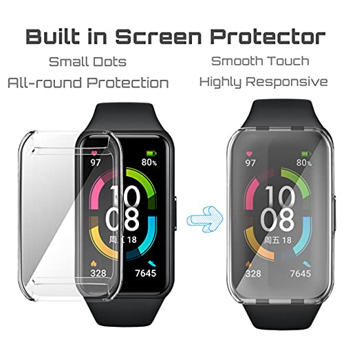 sciuU Protective Case Compatible with Huawei Band 6 Fitness Tracker/Honor Band 6, [2 Pack] All-Around Flexible TPU Case with Screen Protector, Soft Frame Shock Resistant Cover - Negro+Claro