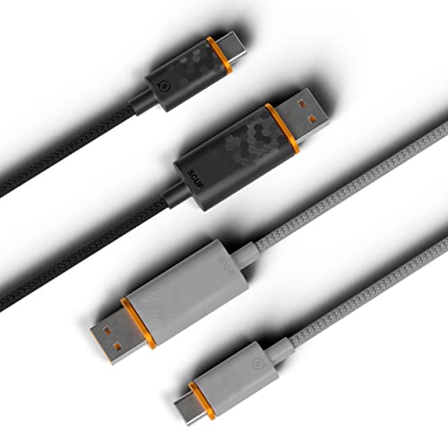 SCUF Cable USB-C Trenzado Conexión y Carga USB tipo C de 2 Metros para Mandos de Xbox, Mandos de PS5 y Smartphones - Gris Clar