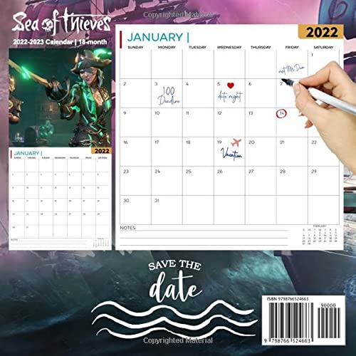 Sea of Thieves Calendar 2022-2023: Sea of Thieves Calendar 2022 - OFFICIAL Games calendar 2022 18 months- Planner Gifts boys girls kids and all Fans ... 17''x11''(Kalendar Calendario Calendrier). 2