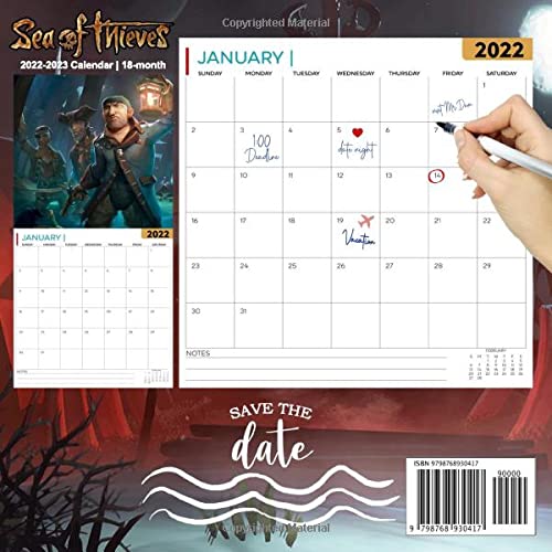 Sea of Thieves Calendar 2022-2023: Sea of Thieves Calendar 2022 - OFFICIAL Games calendar 2022 18 months- Planner Gifts boys girls kids and all Fans ... 17''x11''(Kalendar Calendario Calendrier). 3