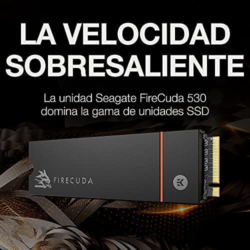 Seagate FireCuda 530, 4 TB, SSD Interna, M.2 PCIe Gen4 ×4 NVMe 1.4, 7300 MB/s, 3D TLC NAND, 1275 TBW, 1,8 M horas MTBF, disipador de calor, para PS5/PC, 3 años de servicios Rescue (ZP4000GM3A023)