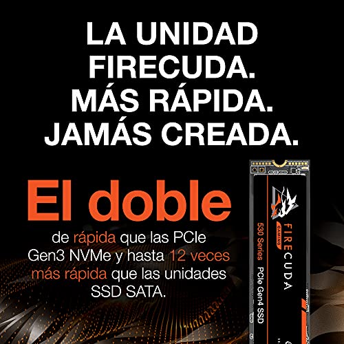 Seagate FireCuda 530 NVMe SSD, 500 GB, SSD interno, M.2 PCIe Gen4 ×4 NVMe 1.4, 7000 MB/s, 3D TLC NAND, 640 TBW, 1,8 M horas MTBF, para PS5/PC, 3 años de servicios Rescue (ZP500GM3A013)