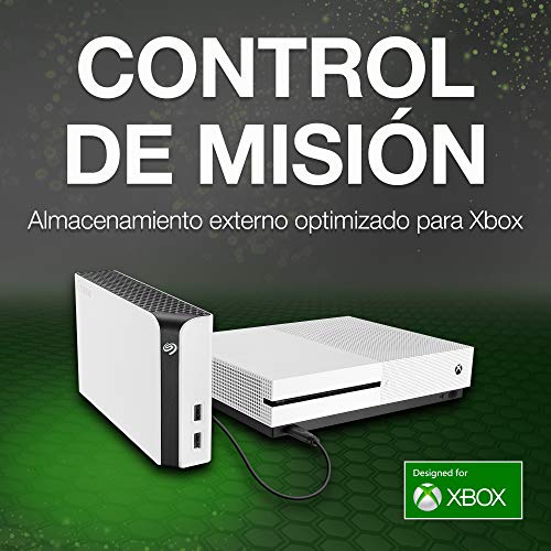 Seagate Game Drive Hub para Xbox, 8 TB, Disco duro externo, HDD de escritorio con puertos USB dobles, Blanco, Diseñado para Xbox One, y 2 años de servicios Rescue (STGG8000400)