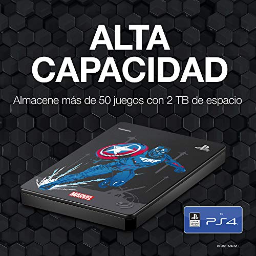 Seagate Game Drive para PS4 2 TB, Disco Duro portátil Externo HDD: USB 3.0, Avengers Special Edition – Captain America, compatible con PS4 y PS5 (STGD2000206)