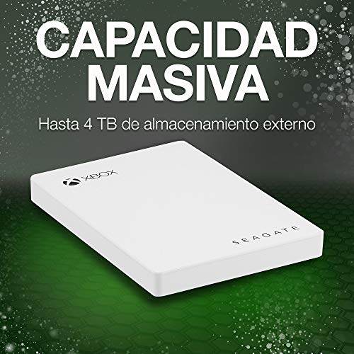 Seagate Game Drive para Xbox, 2 TB, Disco duro externo, HDD portátil, USB 3.0, Blanco, diseñado para Xbox One, 1 meses de suscripción a Xbox Game Pass, y 2 años de servicios Rescue (STEA2000417)