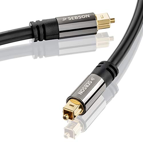 SEBSON Cable Optico Audio Digital 5m, Toslink Cable Fibra Optica para Barra de Sonido, TV, Sistemas HiFi, Consolas de Videojuego, Home Cinema