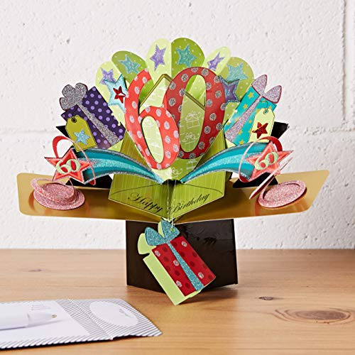 Second Nature POP025 - Tarjeta de felicitación desplegable para 60 cumpleaños, diseño en 3D con texto en inglés Happy birthday