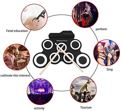 SEESEE.U Portable Roll up Drum Kit Hand Roll Electronic Drum USB Silicone Simulator Drum Cumpleaños Navidad año Nuevo Regalo para niño