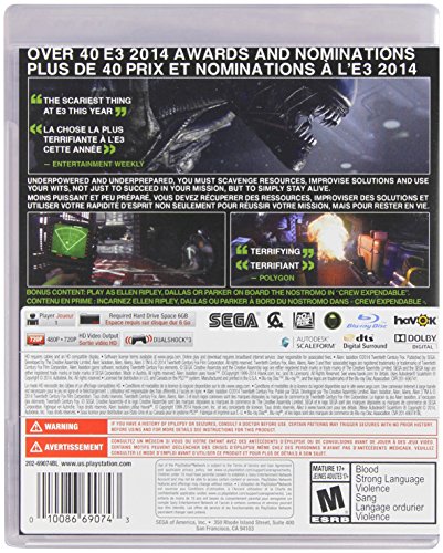 SEGA Alien Isolation, PS3 - Juego (PS3, PlayStation 3, Shooter / Horror, M (Maduro))
