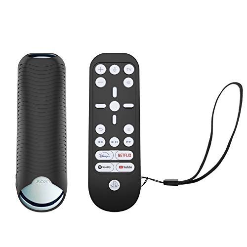 Seltureone Compatible con Playstation 5 Media Remote Cover, funda protectora de silicona de cuerpo completo para PS5 Control remoto, absorción de golpes lavable, negro