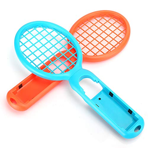 【𝐒𝐞𝐦𝐚𝐧𝐚 𝐒𝐚𝐧𝐭𝐚】 Joy Accesorios de plástico ABS Raqueta de Tenis, Raqueta de Tenis Detección de Movimiento 1 par Controlador de Juego de Tenis, Consola de Juegos Switch para Nintendo(Red + Bl