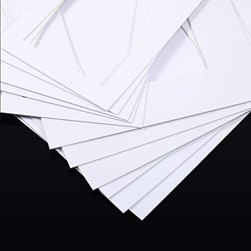 Set de 24 Embalajes de Foto, Incluye 12 Tapetas de Foto Blanco Precortado Tapete Antiácido de Marco de Fotos y 12 Tapetes de Corte Biselado de Núcleo Blanco, 5 x 7, 8 x 10, 11 x 14 Pulgadas