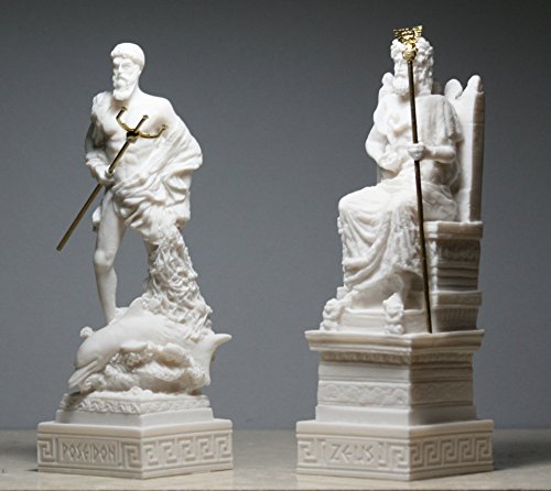 Set King Zeus & Poseidon Greek Roman Dios Estatua Escultura Figura Alabastro