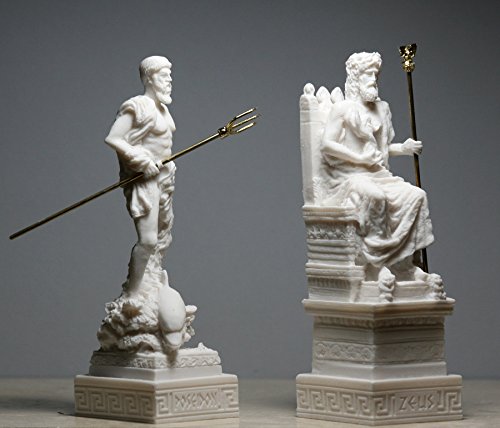 Set King Zeus & Poseidon Greek Roman Dios Estatua Escultura Figura Alabastro