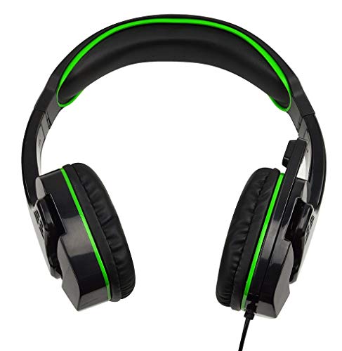 SF1 Auriculares estéreo para Juegos para Xbox One, Series X/S, Playstation 4/5, Nintendo Switch, PC, micrófono Plegable, Diadema Ajustable, Controles de Volumen y Silencio en línea - Negro y Verde