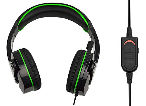SF1 Auriculares estéreo para Juegos para Xbox One, Series X/S, Playstation 4/5, Nintendo Switch, PC, micrófono Plegable, Diadema Ajustable, Controles de Volumen y Silencio en línea - Negro y Verde