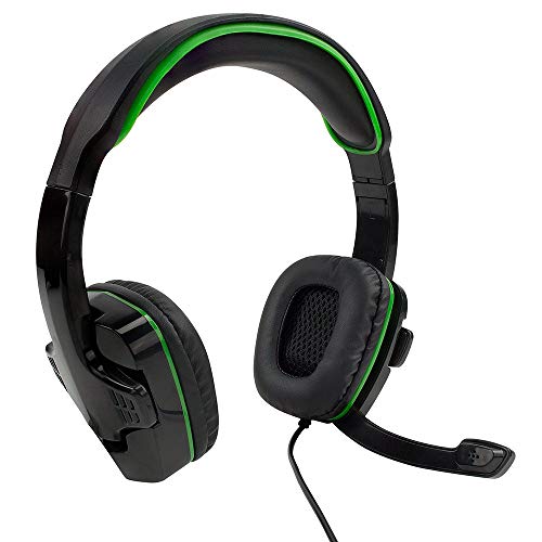 SF1 Auriculares estéreo para Juegos para Xbox One, Series X/S, Playstation 4/5, Nintendo Switch, PC, micrófono Plegable, Diadema Ajustable, Controles de Volumen y Silencio en línea - Negro y Verde