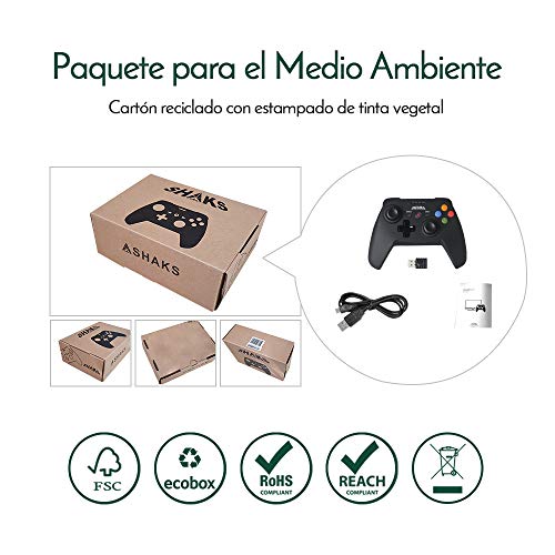 SHAKS S1 + Mando inalámbrico Bluetooth / 2,4GHz Dual para Android y Windows 7/8/9/10 y Xcloud y steam, G-Force, compatible con Switch. Vibración dual, gatillos analógico para Fortnite / COD / FIFA