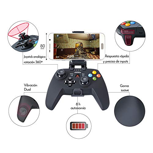 SHAKS S1 + Mando inalámbrico Bluetooth / 2,4GHz Dual para Android y Windows 7/8/9/10 y Xcloud y steam, G-Force, compatible con Switch. Vibración dual, gatillos analógico para Fortnite / COD / FIFA