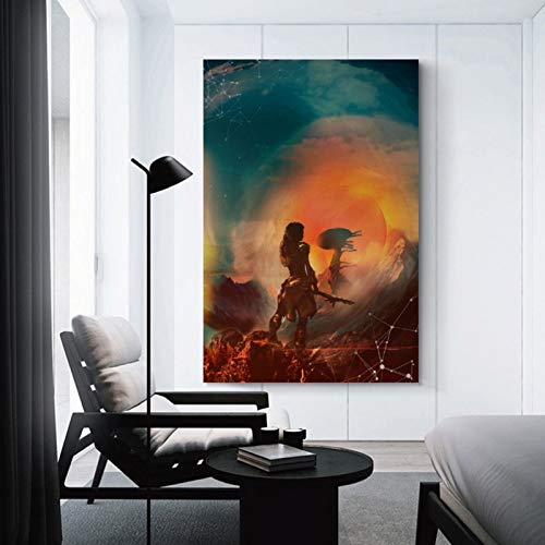 shangfeng Horizonte Zero Dawn Art Póster decorativo de pared, lienzo para sala de estar, dormitorio, 60 x 90 cm