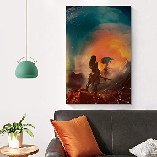 shangfeng Horizonte Zero Dawn Art Póster decorativo de pared, lienzo para sala de estar, dormitorio, 60 x 90 cm