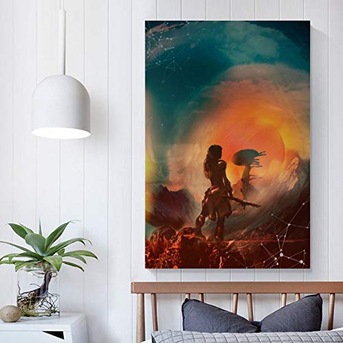 shangfeng Horizonte Zero Dawn Art Póster decorativo de pared, lienzo para sala de estar, dormitorio, 60 x 90 cm