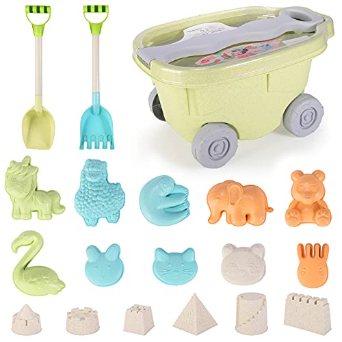 SHANNA Juguetes Playa Niños, Juguetes Arena Incluye Cubo Coche Palas Rastrillos Molde Animals Apto para Niños de 3 a 10 años (Estilo B)