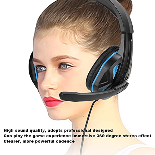 Shanrya Auriculares para Juegos, con un Pequeño Controlador en la Línea, Auriculares para Juegos, para PC Internet Bar Gaming(Azul)