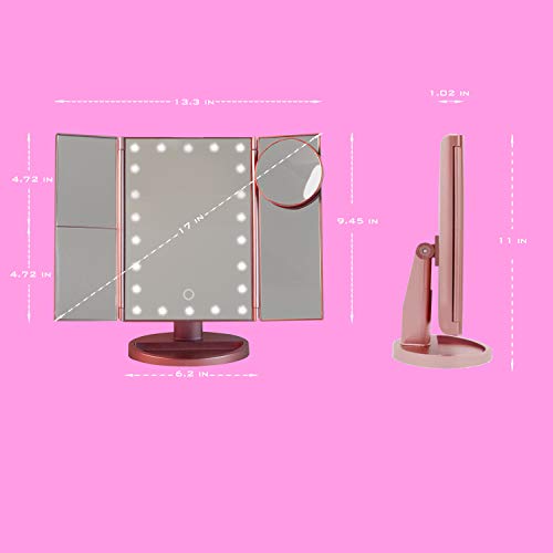 SHAP WOW Espejo Maquillaje con Luz y Brochas de Maquillaje,Espejo de Mesa Rotación 180º Sensor Táctil Carga Usb Espejo Aumento 1x2x3x10x