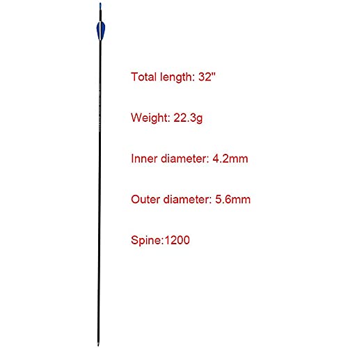 SHARROW 6/12/24 Flechas de Carbono Mixtas de 32 Pulgadas Spine 1200 Flechas Carbono para Tiro con Arco Flechas de Caza Flechas Carbono para Caza con Arco Compuesto Arco Recurvo Flechas Arco