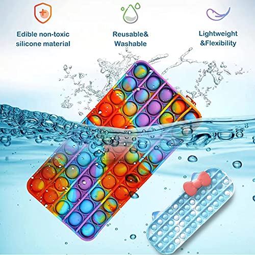 ShengOu Estuche para Lápices Pop it,Popit Fidget Toys Bolso,Estuche para Lápices Pop,Estuche de Silicona para Lápices,Pencil Pen Case (Mariposa azul y blanco)