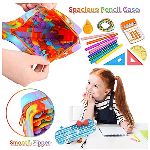 ShengOu Estuche para Lápices Pop it,Popit Fidget Toys Bolso,Estuche para Lápices Pop,Estuche de Silicona para Lápices,Pencil Pen Case (Mariposa azul y blanco)