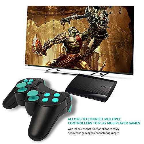 Shineled Controlador inalámbrico para PS3, doble shock, 6 ejes, Bluetooth, con cable de carga para Playstation 3 (azul)