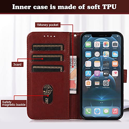 ShinyCase para Google Pixel 6 Case,Flip Bumper Patrón Celosía en Relieve PU Piel Funda Ranura Tarjetas y Billetera Plegable Magnético Cartera Estuches para Google Pixel 6,Marrón