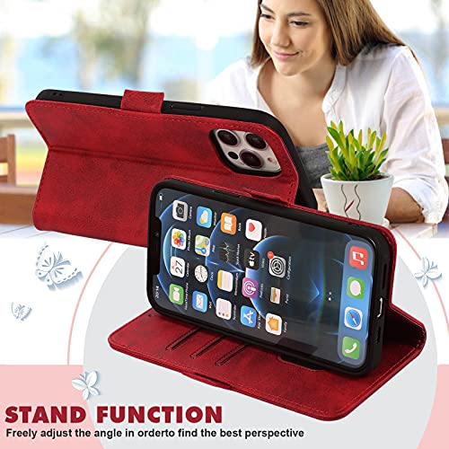 ShinyCase para Google Pixel 6a 5G Carcasa Flip Case Patrón Gato en Relieve PU Piel Funda Ranura Tarjetas y Billetera Plegable Magnético Cartera Estuches para Google Pixel 6a 5G,Rojo