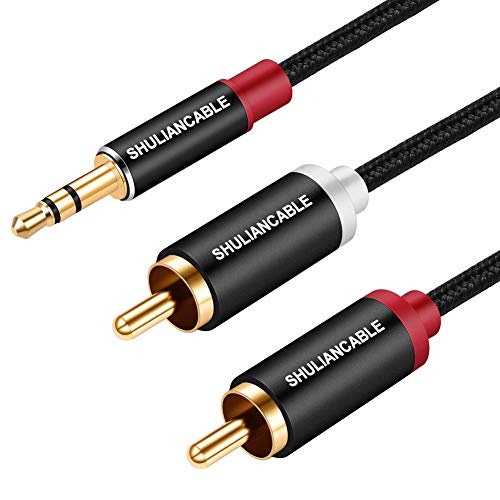 SHULIANCABLE Cable Audio Estéreo Jack 3,5mm a 2RCA, Jack a RCA Cable Audio para Smartphone, Sistema HiFi,iPod, Smart TV, Reproductor MP3, Tablet etc (0.5M)