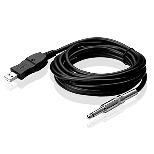 SIENOC - Cable adaptador de bajo a USB, cable de grabación para instrumentos para PC/MAC de aproximadamente 2,8 m.