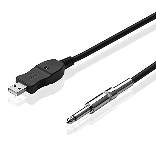 SIENOC - Cable adaptador de bajo a USB, cable de grabación para instrumentos para PC/MAC de aproximadamente 2,8 m.