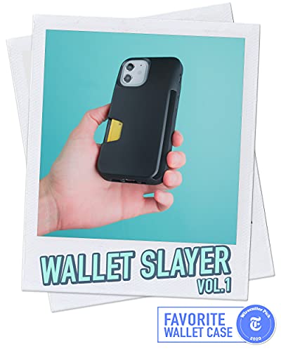 Silk Smartish Apple iPhone 12 Mini (5,4") Wallet Case Funda - Wallet Slayer Vol. 1 [Delgado + Protector] Titular de la Tarjeta de crédito - Negro