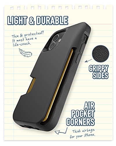Silk Smartish Apple iPhone 12 Mini (5,4") Wallet Case Funda - Wallet Slayer Vol. 1 [Delgado + Protector] Titular de la Tarjeta de crédito - Negro