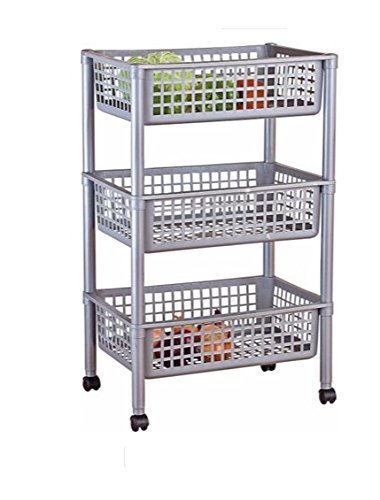 Silver Effect 3 Tier Vegetable Trolley - Multi-use by Empire Sterling
