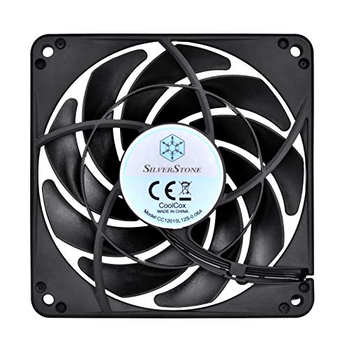 SilverStone SST-FN124B - Ventilador de refrigeración delgado de 120mm para ordenador Serie FN, Baja sonoridad, Alto flujo de aire, negro