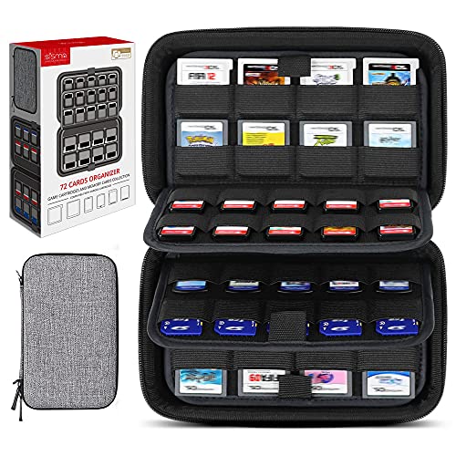 sisma Funda rígida para organizar 72 Juegos, 40 Porta Juegos para Guardar Cartuchos Switch o Tarjetas SD, 32 Porta Juegos para Cartuchos 3DS 2DS DS, Gris