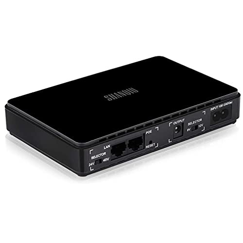 Sistema de Alimentación Ininterrumpida Mini UPS para WiFi, Enrutador, Módem, Cámara de Vigilancia con 10000mAH Batería Entrada 100~240V AC Salida 5V USB 9V/12V DC 24V/48V Gigabit PoE (1000mbps)