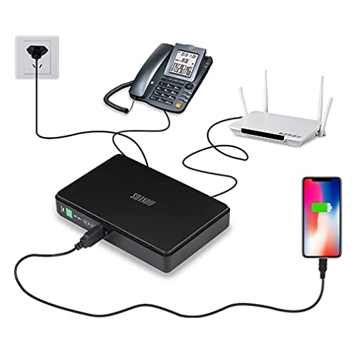 Sistema de Alimentación Ininterrumpida Mini UPS para WiFi, Enrutador, Módem, Cámara de Vigilancia con 10000mAH Batería Entrada 100~240V AC Salida 5V USB 9V/12V DC 24V/48V Gigabit PoE (1000mbps)