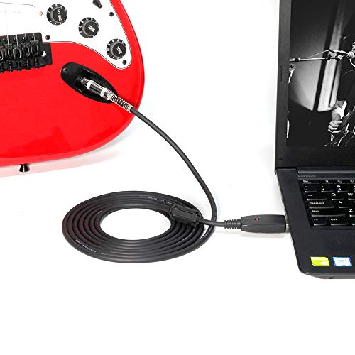 SiYear Cable USB para guitarra - USB macho a 6.35 mm Cable convertidor de guitarra eléctrica mono, Cable de audio de estudio Adaptador de cable de conector de computadora para guitarra (3M)