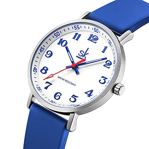 SK Deportes Reloj de Mujer ultradelgado de Moda para Profesionales médicos, Enfermeras, médicos, Estudiantes, Reloj con Esfera de fácil Lectura, Correa de Silicona Colorida (Blue)